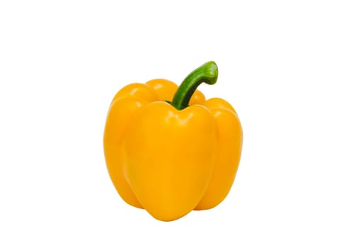 A yellow sweet bell pepper isolated on white background, close up.