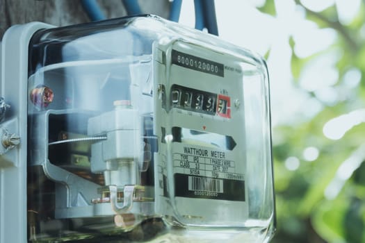 Electric power meter measuring power usage. Watt hour electric meter measurement tool.