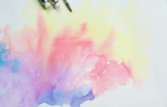 Abstract water colorful painting. Pastel color on canvas.