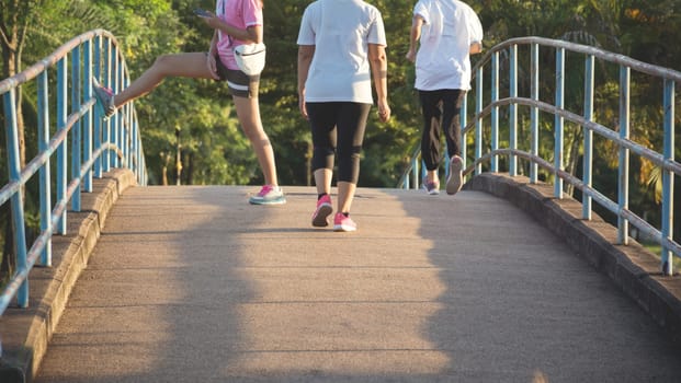 The people exercising at the morning for exercising and healthy lifestyle concept.
