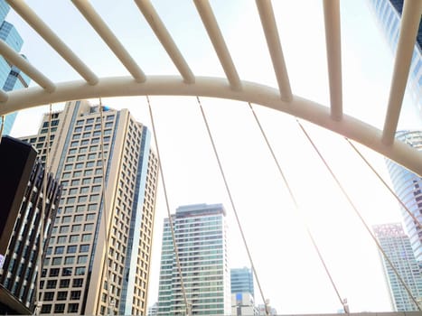 Modern and bottom up view of buildings in Thailand. Economy, finances, business activity concept.