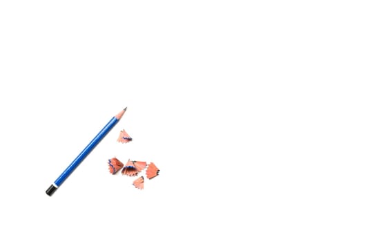 The blue pencil isolated on white background.