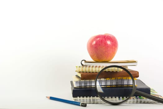 The school supplies isolated on white background with copy space for insert text.