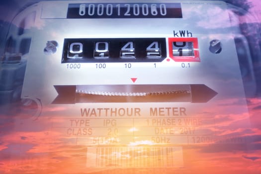 Electric power meter measuring power usage. Watt hour electric meter measurement tool.