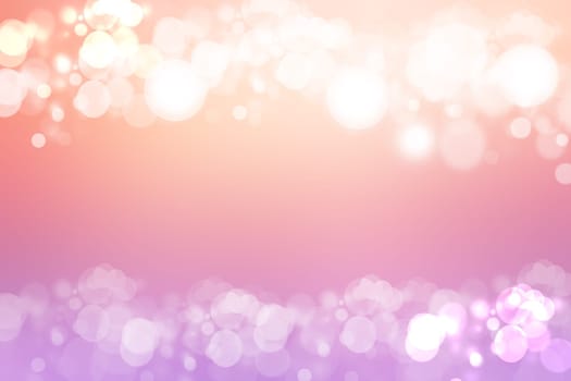 Beautiful colorful abstract pastel colored soft background with white bokeh circles. Gradient from purple to orange. Space for text.