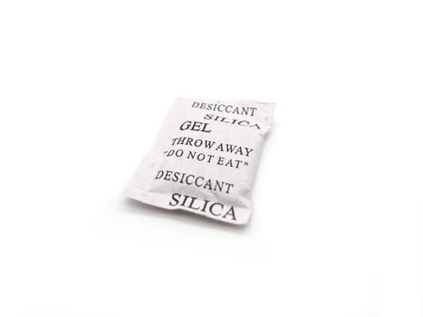 Silica gel packets isolated on a white background.