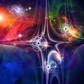 Retro Space Illustration. Black Holes