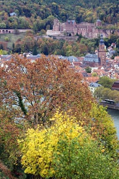 Heidelberg with Castle and Church of the Holy Spirit in autumn