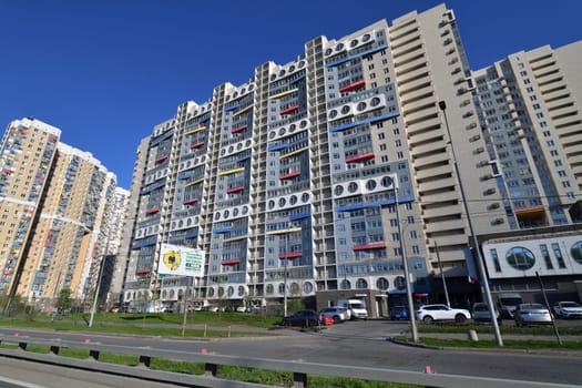 Moscow, Russia - May 1. 2024. Spassky Bridge - residential complex