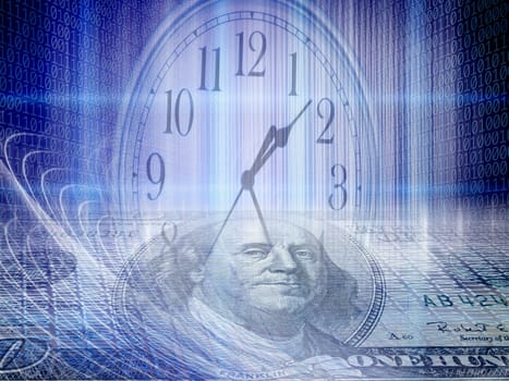 Conceptual background image of binary code with time and money concept
