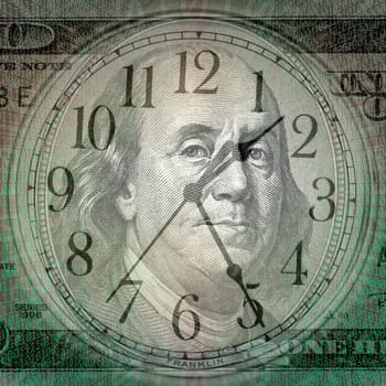Conceptual background image of binary code with time and money concept