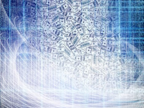 Conceptual internet business image of binary code tecnology with money