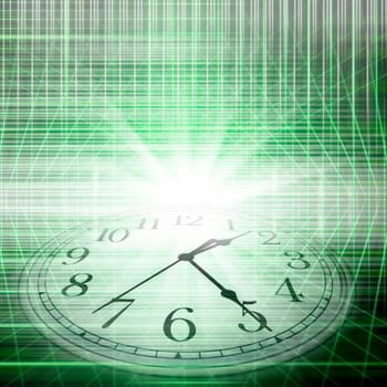conceptual technology and time image of clock and abstract lights