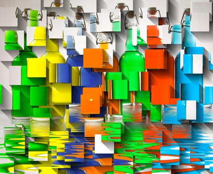 Color Filled Bottles Geometric Abstract