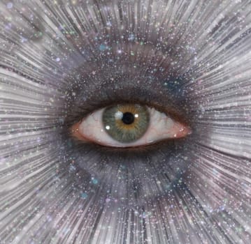 Space vision. Eye in Star Burst