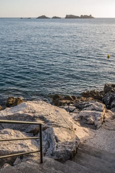 Rocky stairs down to the Croatian coast in Dubrovnik, Croatia