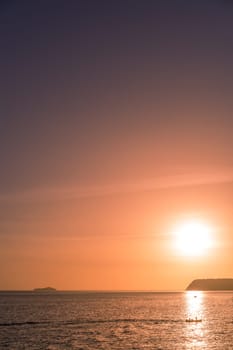 Sunset over the rocky Croatian coast in Dubrovnik, Croatia