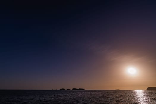 Sunset over the rocky Croatian coast in Dubrovnik, Croatia