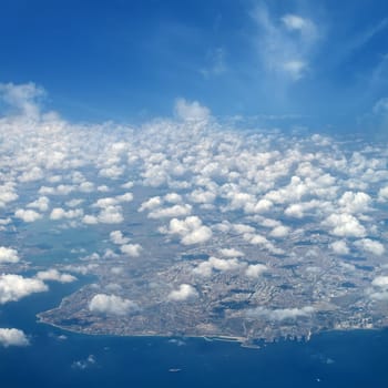 Aerial view of Istanbul city asian side with cloudy sky in Turkey