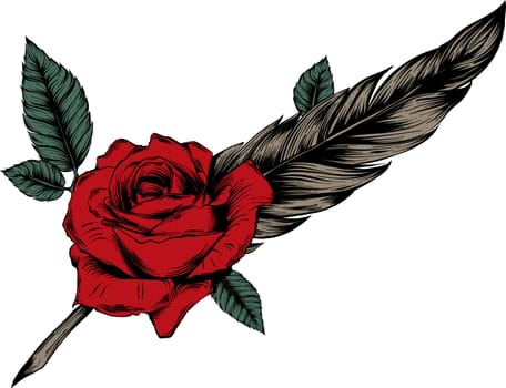fashion collection of vector flowers with feathers