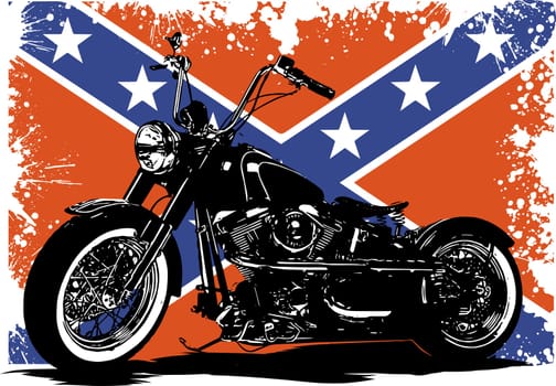 vector Custom Motorbike with flag
