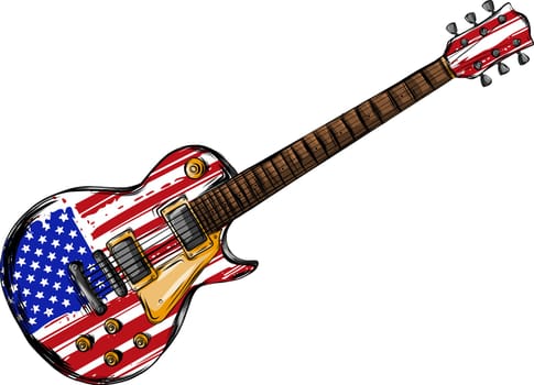 An Electric Guitar with American Flag