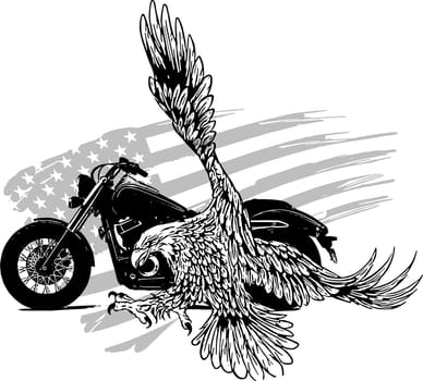 vector American eagle against USA flag and white background