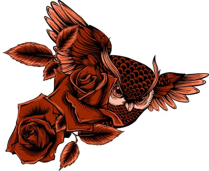 Vector hand drawn ornate with rose flowers and