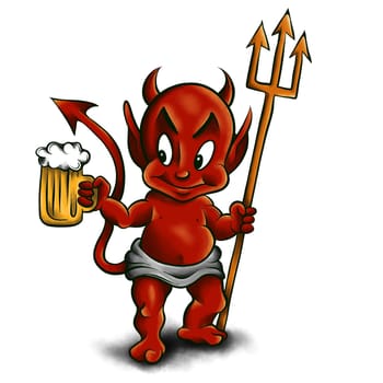 illustartion Devil Monster with beer