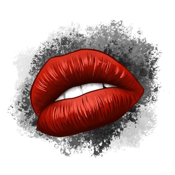 woman cartoon mounth with red lips