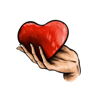 Female hands giving red heart