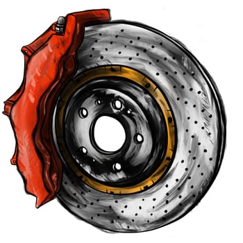 Ceramic disc brake with red caliper