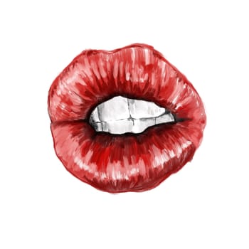 woman cartoon mounth with red lips