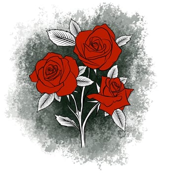 beautiful bouquet with red roses and leaves. Floral arrangement. design greeting card and invitation of the wedding, birthday, Valentine's Day, mother's day and other holiday.