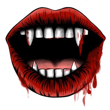 woman cartoon mounth with red lips