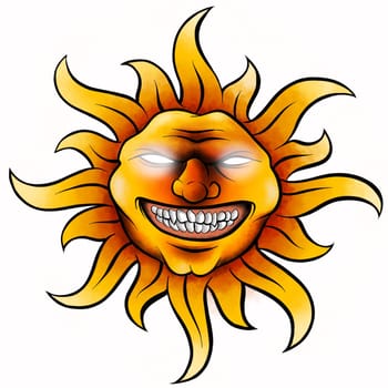 face Tattoo Evil Sun in white background