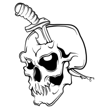 illustration Skull with a knife