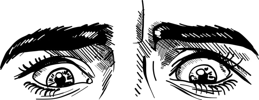 draw vector illustartion frightened eyes man