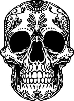 Vector Black and White Tattoo Skull Illustration