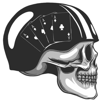Skull in helmet with retro racer glasses. Vector illustration .eps10