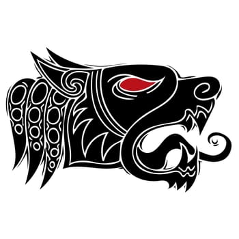 Wolf head howl design for tribal tattoo