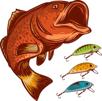 fish fishing logo isolated on white vector