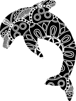 Ornamental decorative dolphin. Creative art icon stylized. Vector