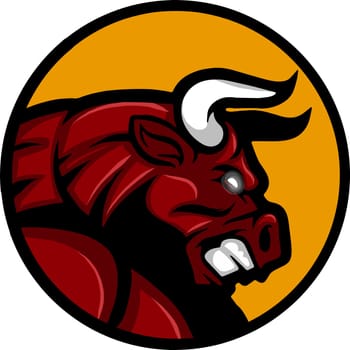 Cartoon illustration of a crazy and angry Bull
