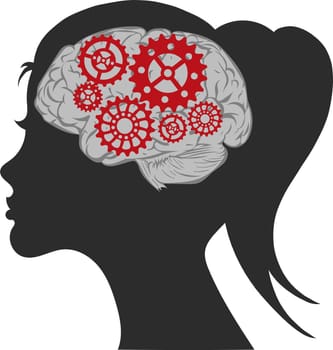Creative brain and gear vector template.
