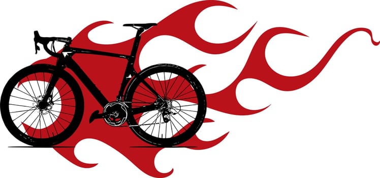 illustration bicycle with Flame Silhouette