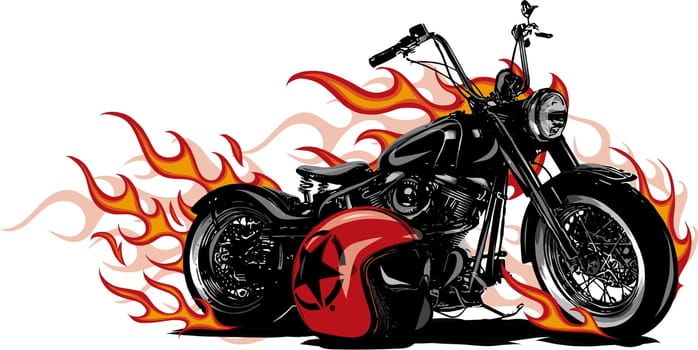 Flaming Bike Chopper Ride Front View