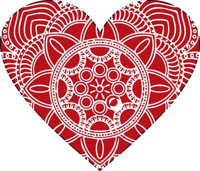 Ornate vector heart in Victorian style. Elegant element for logo design. Lace floral illustration for wedding invitations, greeting cards, Valentines cards. Vintage pink decor in shape of heart.