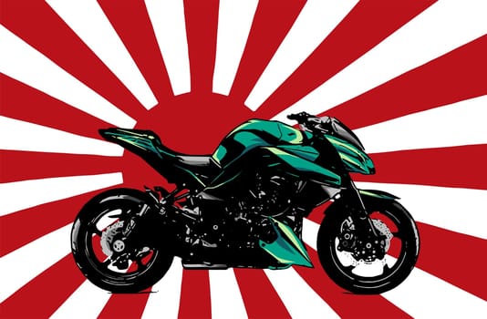 Artistic stylized motorcycle racer in motion. illustration