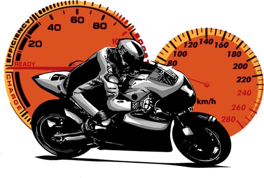Sport superbike motorcycle with strumenst